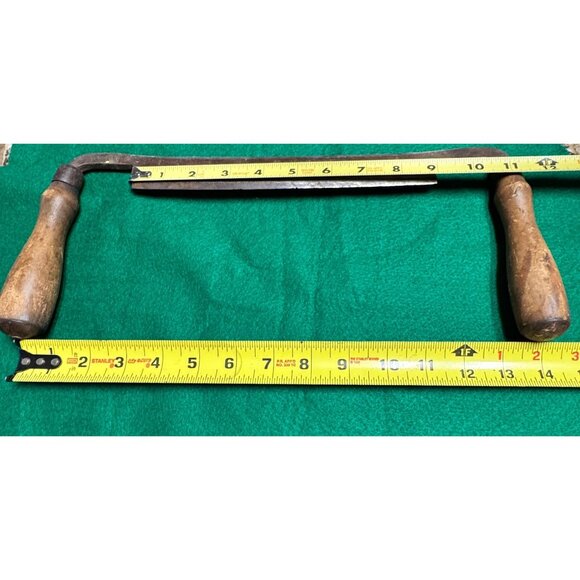 Vintage Ohio Tool Co 9" Draw Knife Woodworking Tool Wooden Handles Steel Blade - Picture 6 of 7